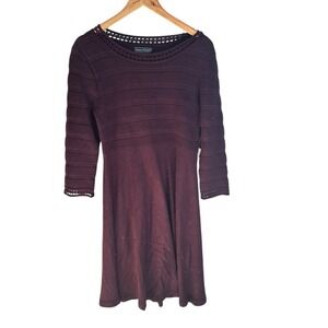 Jessica Howard Dress‎ Women's Burgundy 3/4 Sleeve Knit A Line Small NWT